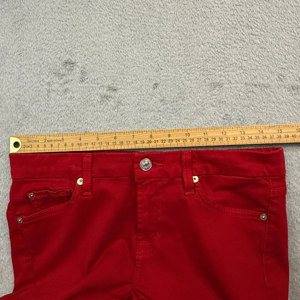 7 For All Mankind Women Red Skinny Jeans Size 30 Stretch Cotton Blend Pant